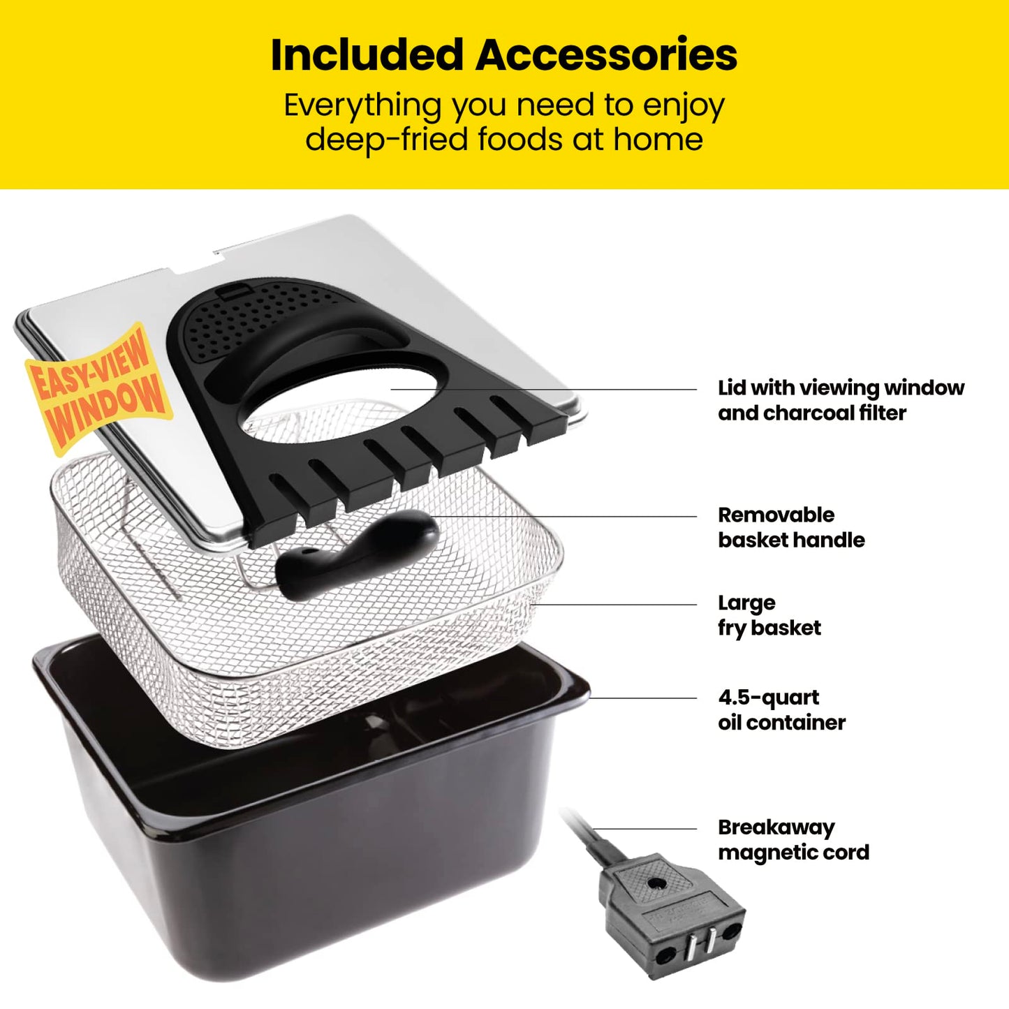 Chefman 4.3 Liter Deep Fryer with Basket for Home Use, XL Jumbo Size Fry Basket Strainer, Adjustable Temperature & Timer Fish Fryer, Chicken Fryer, French Fry Maker, Gifts for Cooks, Stainless Steel - Available at All In One Marketplace Canada