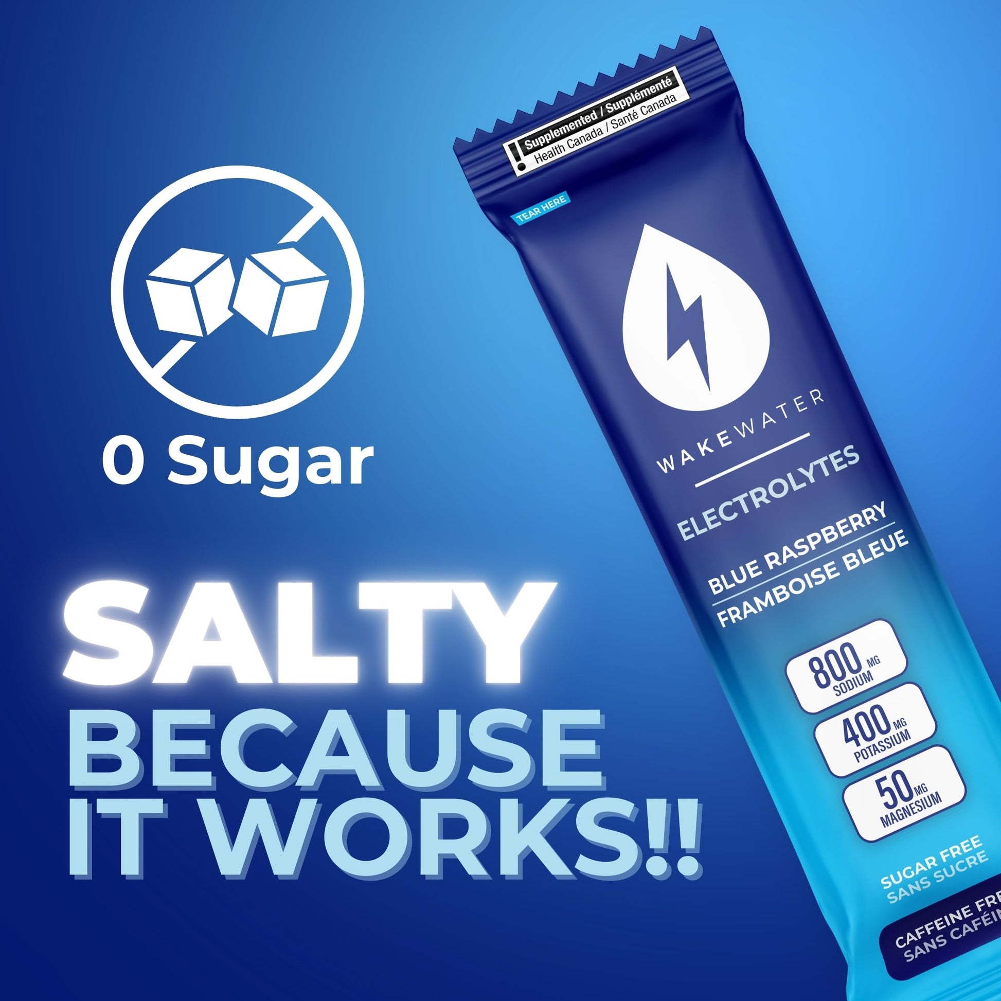 Wake Water Sugar Free Electrolyte Packets, Hydration Powder, Keto & Paleo Friendly Electrolyte Drink Mix, Fasting Hydration Packs, Travel Essentials, Pack of 10 (6g Each) (6 g (Pack of 10), Blue Raspberry)