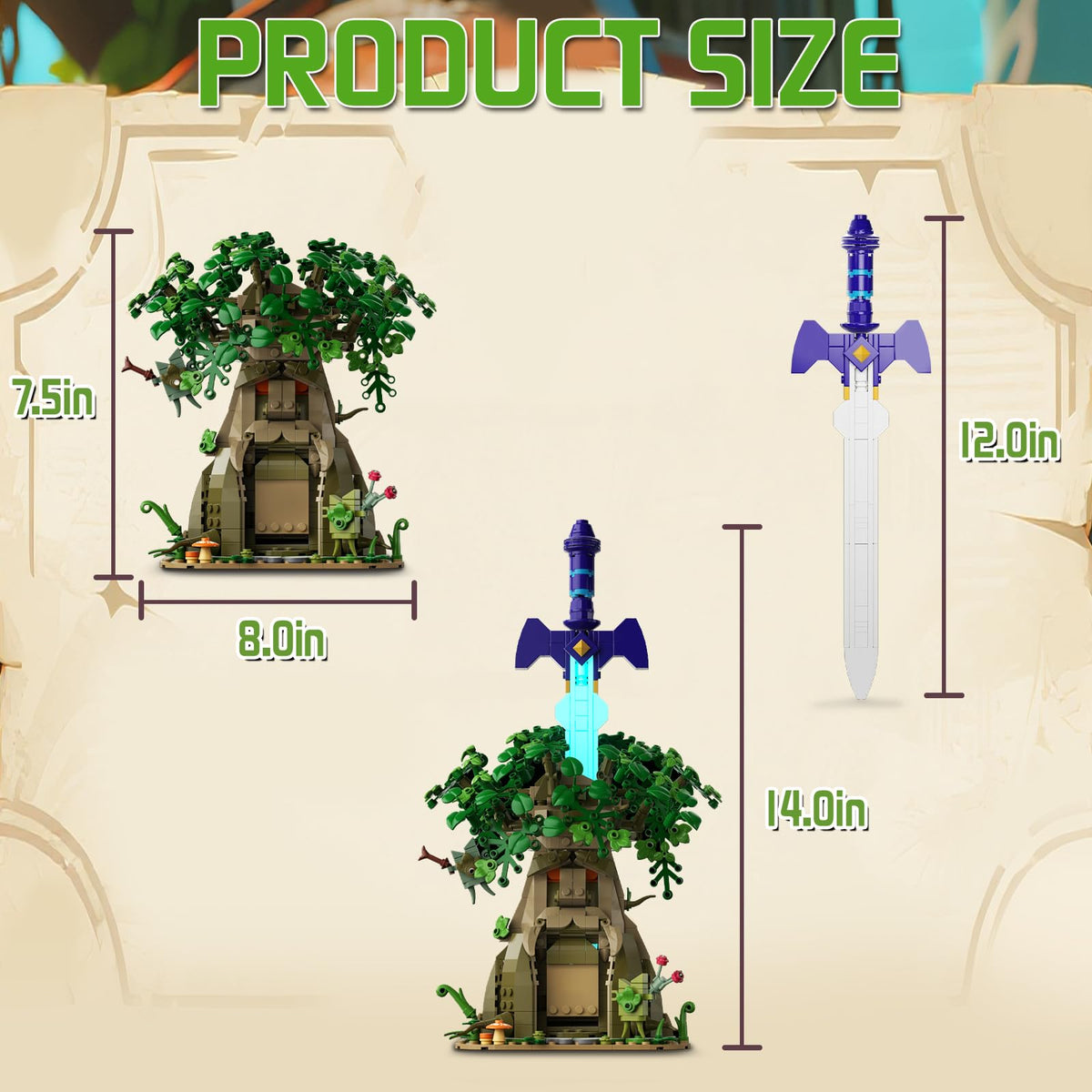 Tree & Sword Building Block Set for Boys, Luminous Sword & Coin Toss Game, Magic Tree Game Action Figures Collectible Model for Home Office Decor, Christmas Birthday Toys Gifts for Adult, Kids 8+ 🍁 All In One Marketplace Canada