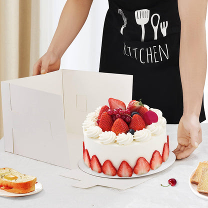 10 Pcs 12x12x10 10x10x8 Cake Boxes Set (5 Boxes & 5 Boards) with Windows Large in 2 Sizes Tall Bakery Boxes Disposable Carrier Take Out Container, Boxes in 2 Tier for Valentine's Day 🍁 All In One Marketplace Canada