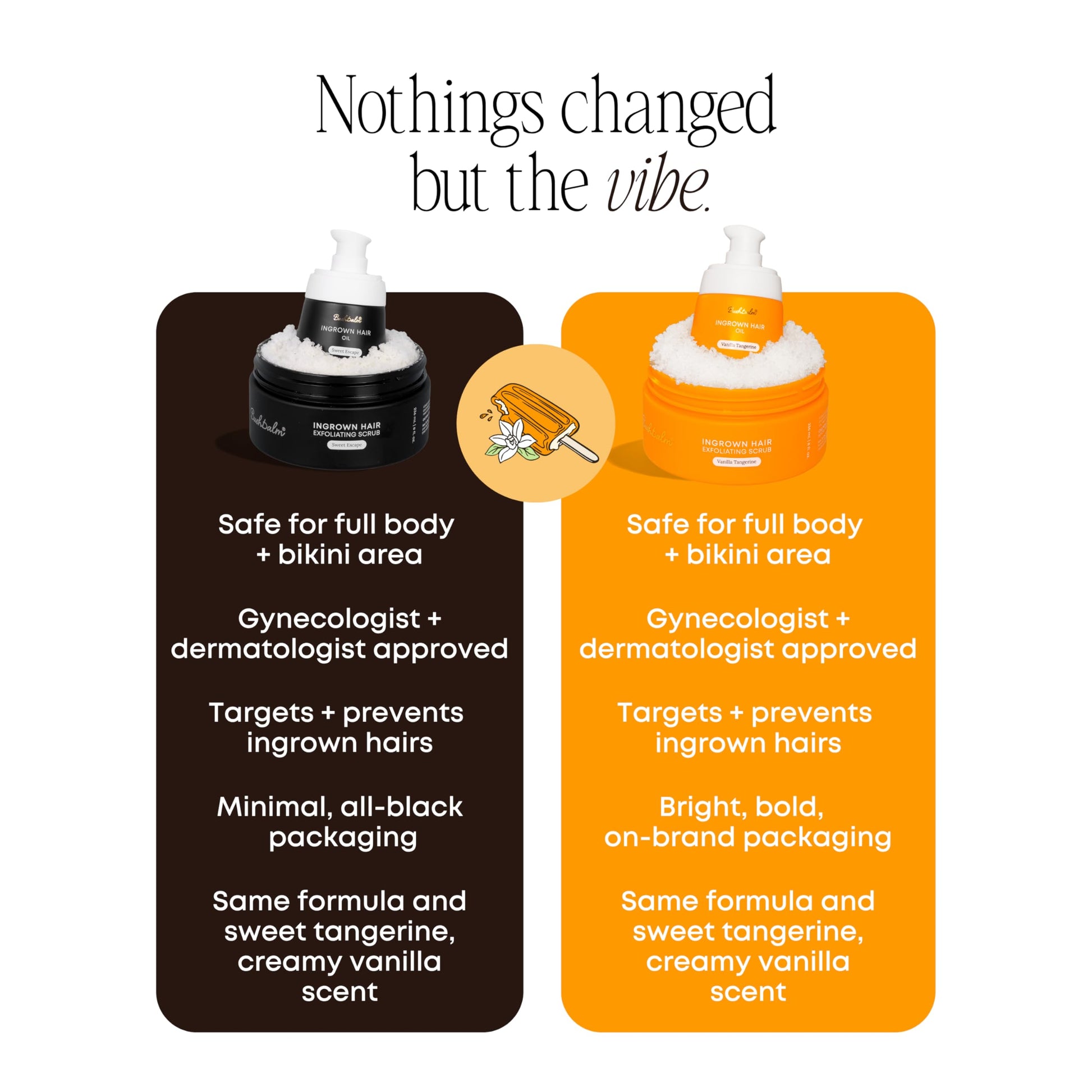 Bushbalm Ingrown Hair and Razor Bumps 2-Step Routine - Moisturize and Calm - Ingrown Hair Oil (30 ml) and Exfoliating Scrub (236 ml) - Vanilla Tangerine - Available at All In One Marketplace Canada