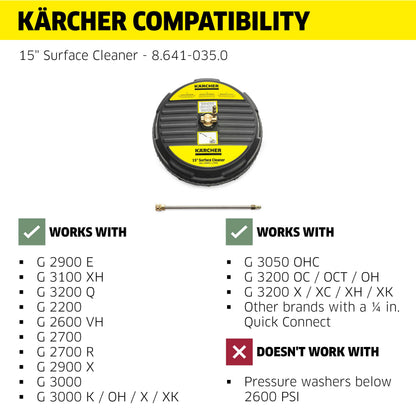 Karcher Universal 15" Pressure Washer Surface Cleaner Attachment, Power Washer Accessory - 1/4" Quick-Connect, 3200 PSI KÄRCHER
