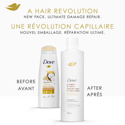 Dove Coconut Restore Shampoo & Conditioner for Damaged Hair, with Liquid Bio-Protein Care, 355 ML (2 Shampoo + 2 Conditioner) - Available at All In One Marketplace Canada
