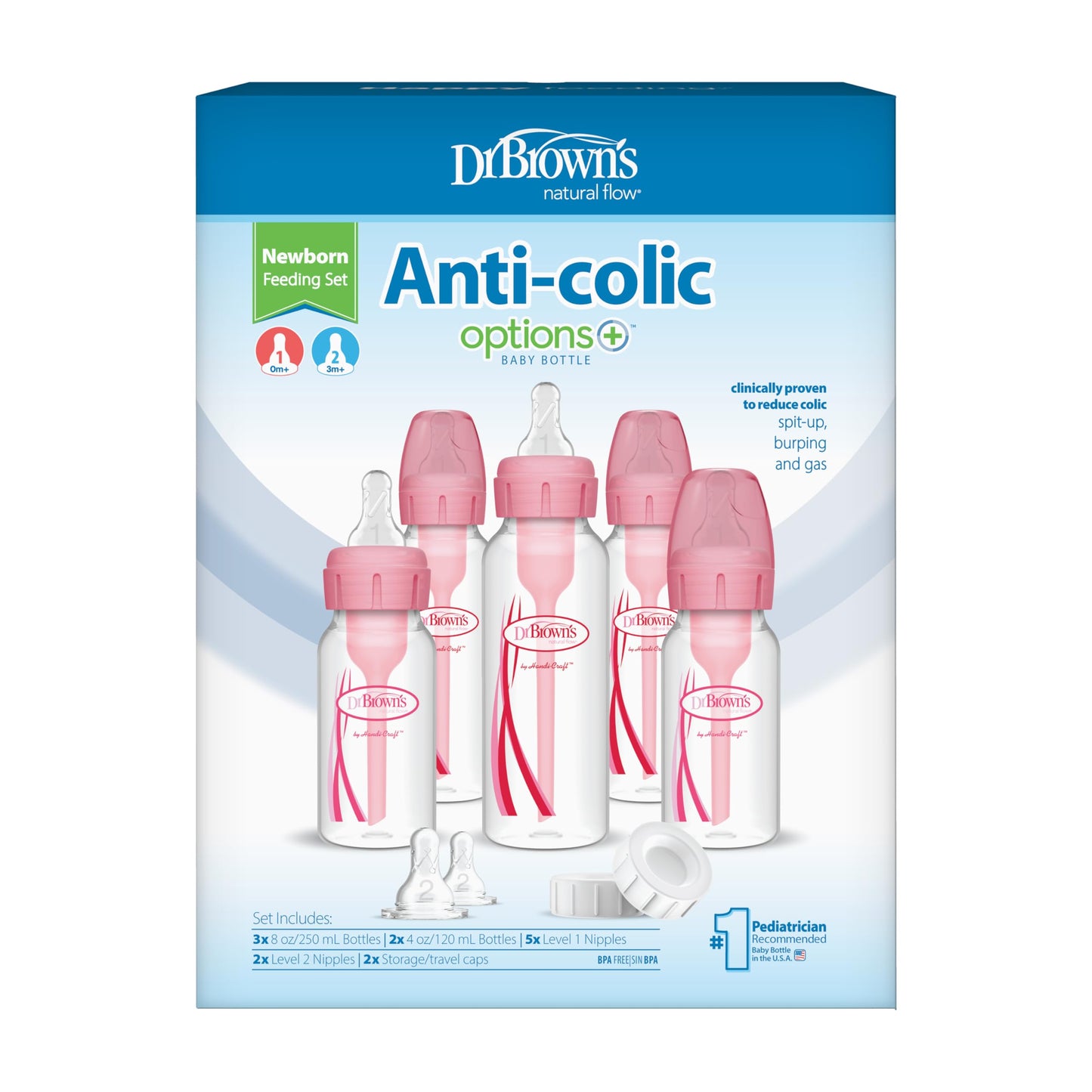 Dr. Brown's Options+ Narrow Baby Bottle Gift Set, Pink Dr. Brown's