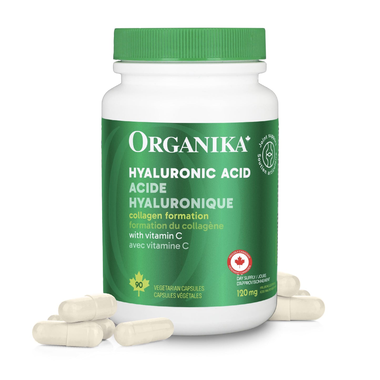 Organika Canadian-Made Hyaluronic Acid With Vitamin C 90 Vcaps Organika