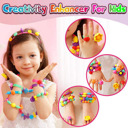 FunzBo Snap Pop Beads for Girls Toys Kids Jewelry Making Kit Pop-Bead Art and Craft Kits DIY Bracelets Necklace Hairband and Rings Toy for Age 3 4 5 6 7 8 Year Old Girl Christmas Gifts (Large) 🍁 All In One Marketplace Canada