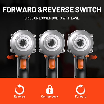 LiTHELi 20V Cordless Impact Wrench Kit with 2.0Ah Battery, 1/2" Hog Ring Impact Gun, Max 295ft-lbs & 3000IPM, 5 Torque Settings, 5 Sockets & Blow Molded Case, for Car Tire, Home Repair & DIY