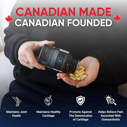 Nutratology® Glucosamine Joint Supplement with Chondroitin, MSM & Turmeric | Canadian-Made | Joint Pain Relief Supplements - 1500MG Glucosamine - Supports Healthy Joints & Cartilage - 90 Capsules - Available at All In One Marketplace Canada