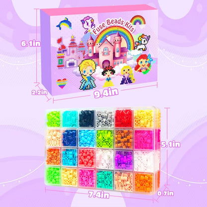 Fuse Beads Kit - 48 Colors 5mm Fuse Beads Set with Pegboards, Ironing Papers and Accessories, Fuse Beads 2 Boxes, DIY Craft Kits for Kids, Arts and Crafts Gifts for Girls & Boys Christmas Birthday 🍁 All In One Marketplace Canada