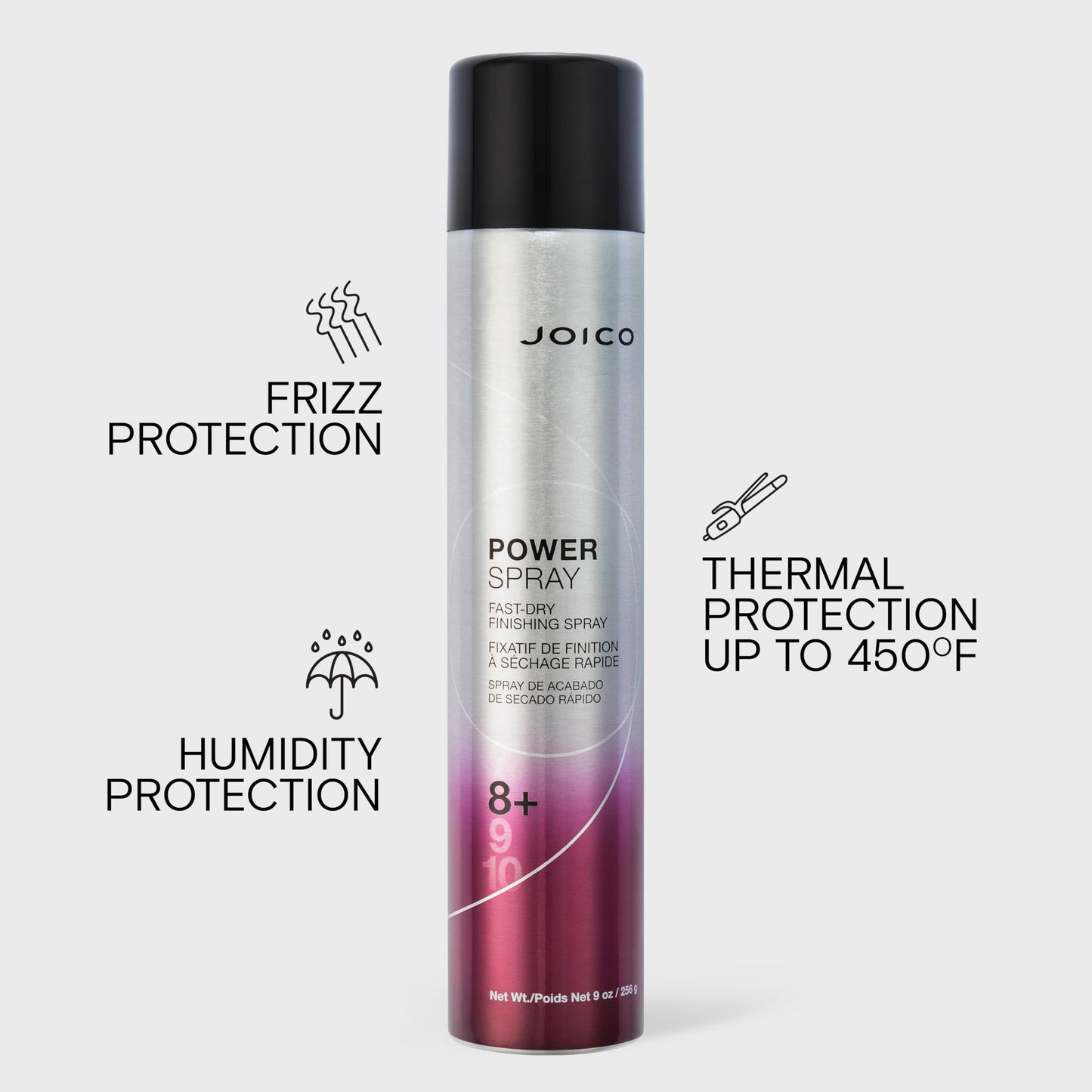 Joico Power Spray Fast-Dry Finishing Spray | Strong Hold, Level 8 | For Most Hair Types | Protect Against Heat & Humidity | Protect Against Pollution & Harmful UV | Paraben & Sulfate Free | 72 Hour Hold, 300mL Joico