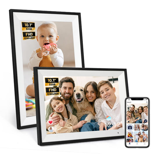 Anna Bella Digital Photo Frame 10.1 Inch with 1280x800 HD IPS Touch Screen, 32GB WiFi Digital Picture Frame with App Sharing, Auto-Rotate Photo Frame with Sleep Mode, Gift for Parents, Friends - Available at All In One Marketplace Canada
