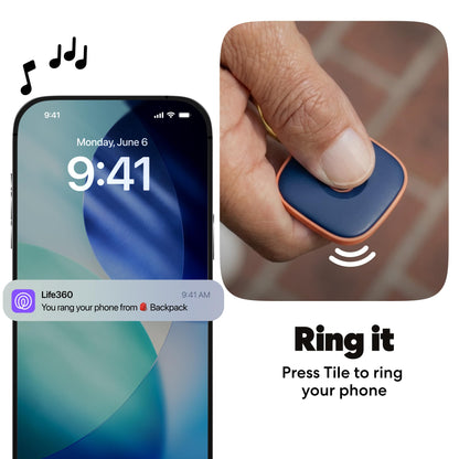 Life360 Tile - Bluetooth Tracker, Keys Finder and Item Locator for Keys, Bags and More. Phone Finder. Both iOS and Android Compatible. 1-Pack (Navy Blaze)