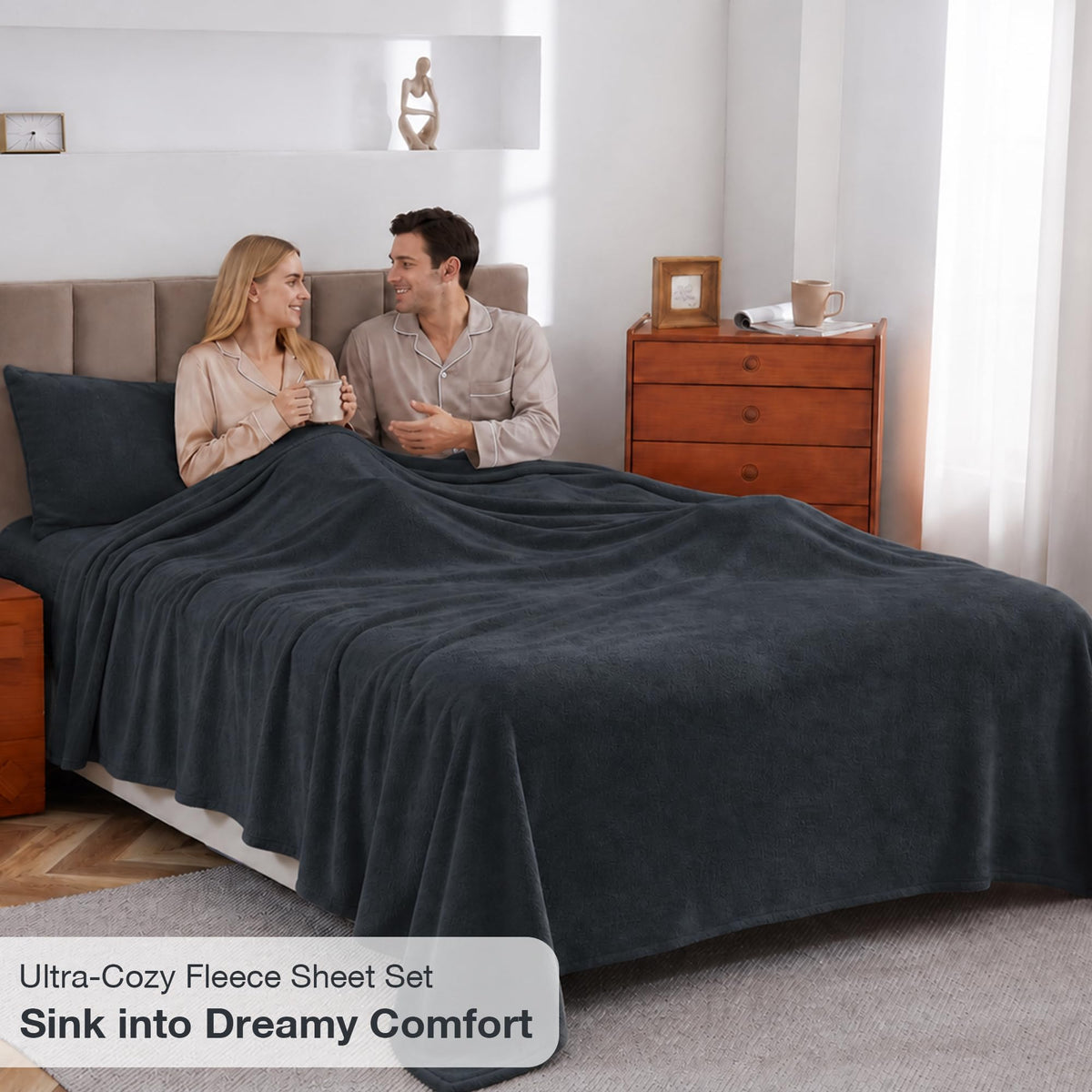 Softan Fleece Sheets, Soft as Flannel, Queen, Dark Grey 🍁 All In One Marketplace Canada