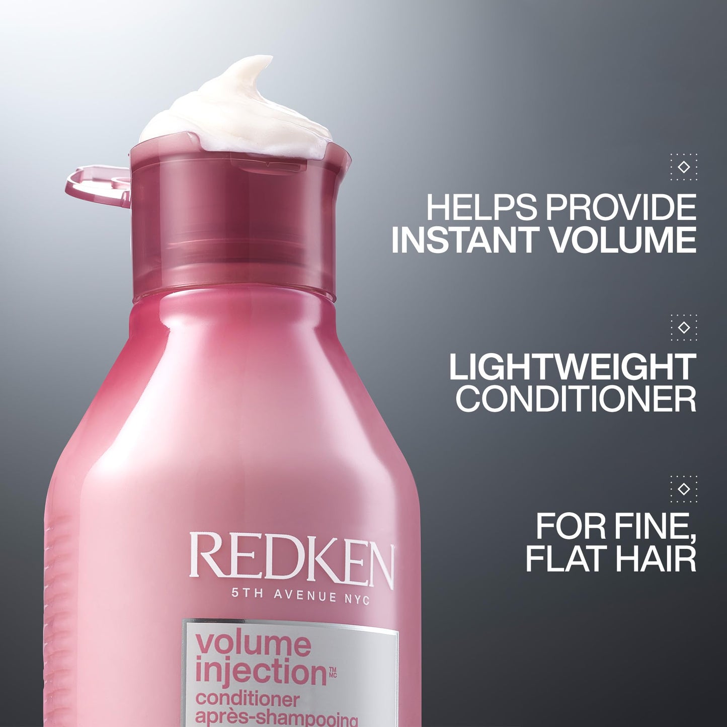 Redken Volume Injection, Volume Conditioner For Fine Flat Hair, Lightweight Moisture, Soft And Shiny Finish for Voluminous Hair, Paraben-Free, 300ml - Available at All In One Marketplace Canada