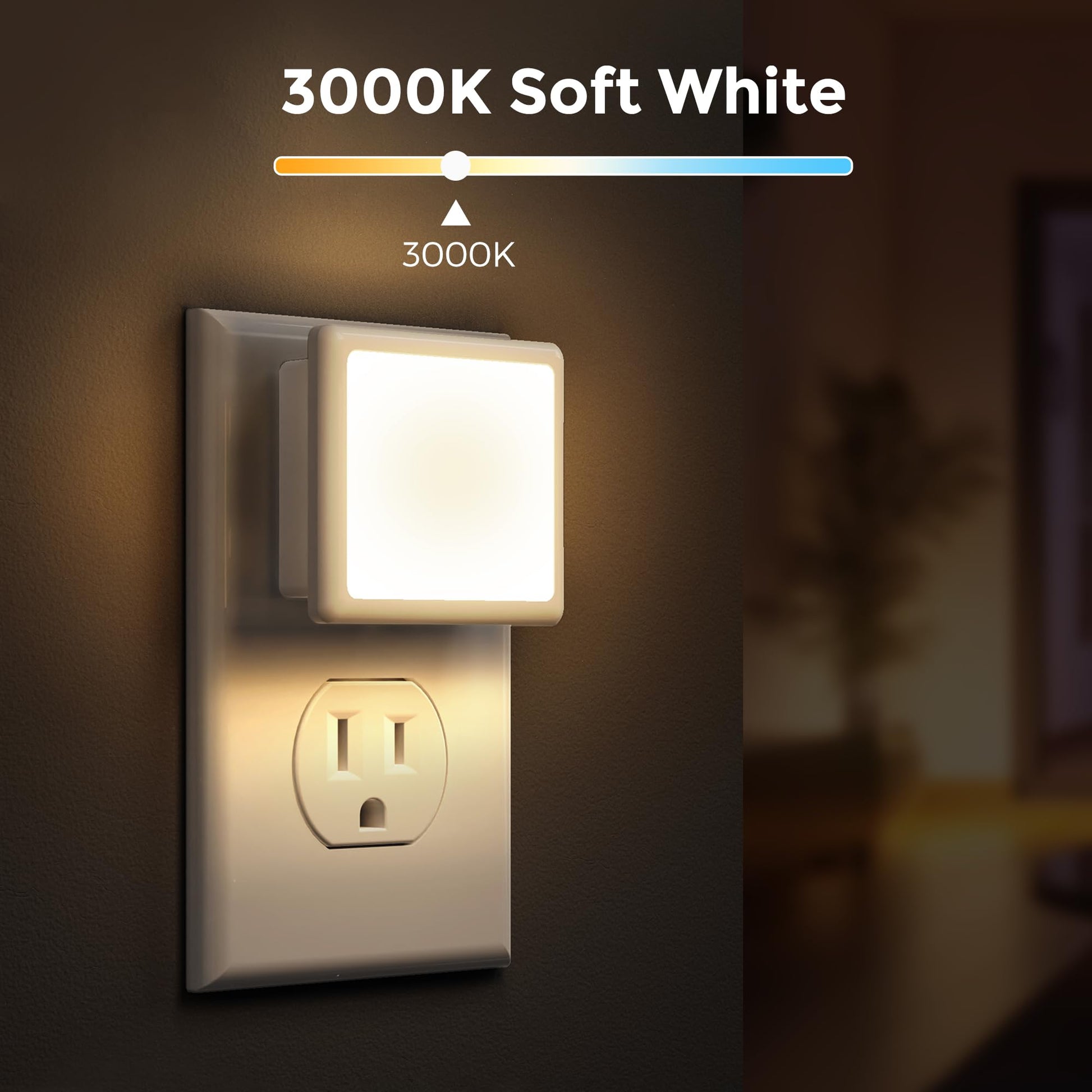 Night Lights Plug into Wall 2 Pack, L LOHAS LED Night Light with Dusk to Dawn Sensor, 3000K Soft White Nightlight, Non-Dim