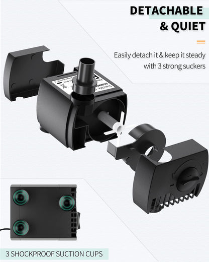 Pawfly Aquarium 80 GPH Submersible Water Pump 4 W Compact Quiet Pump with 2.6 ft. High Lift for Indoor Buckets Fish Tanks and Fountains up to 50 Gallons