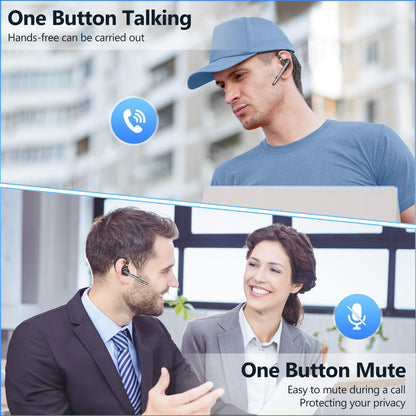 New bee Bluetooth Headset V5.1, 72H Talktime Wireless Bluetooth Earpiece for Cellphone with 500mah Charging Case Dual Mic Noise Cancelling Hands-Free Earphones for Office Driver Calls