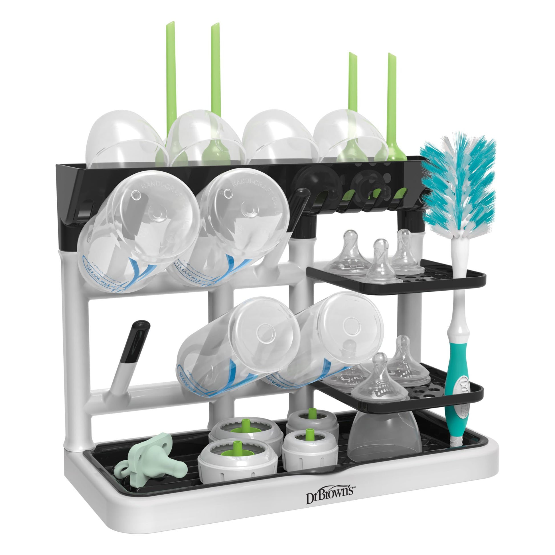 Dr. Brown’s™ Drying Tower, Stand-Up Drying Rack, Countertop Baby Bottle Drying with Organized Storage for Baby Essentials, Space Saving Vertical Rack