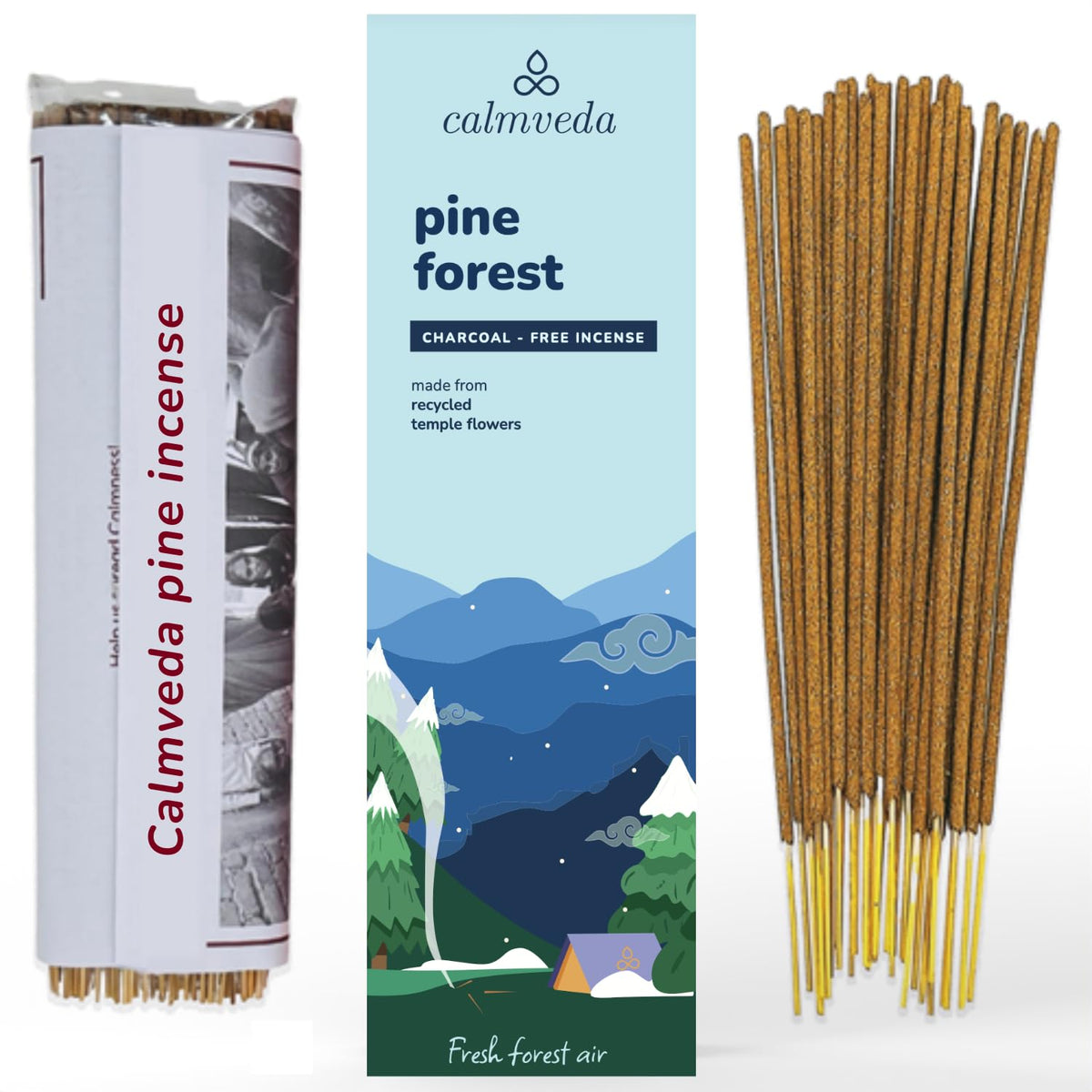 CALMVEDA Pinon Pine Incense Sticks - (80+ Pine Scented Sticks for Christmas Tree) Charcoal Free Natural Incense Non Toxic | Aroma of Fresh Needles & Woody Bark, Perfect Christmas Inscents 🍁 All In One Marketplace Canada