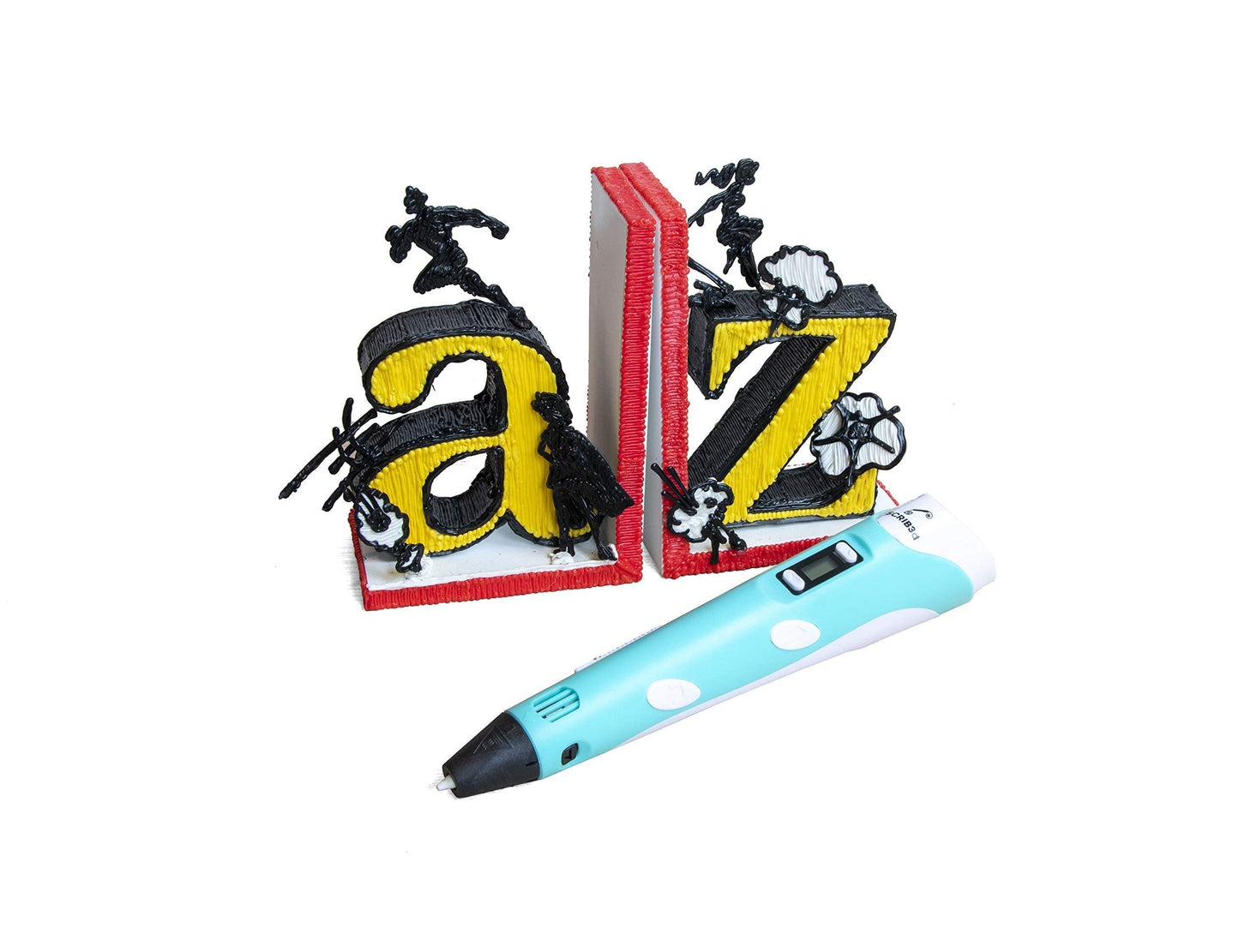 SCRIB3D P1 3D Printing Pen with Display - Includes 3D Pen, 3 Starter Colors of PLA Filament, Stencil Book + Project Guide, and Power Adapter - Available at All In One Marketplace Canada