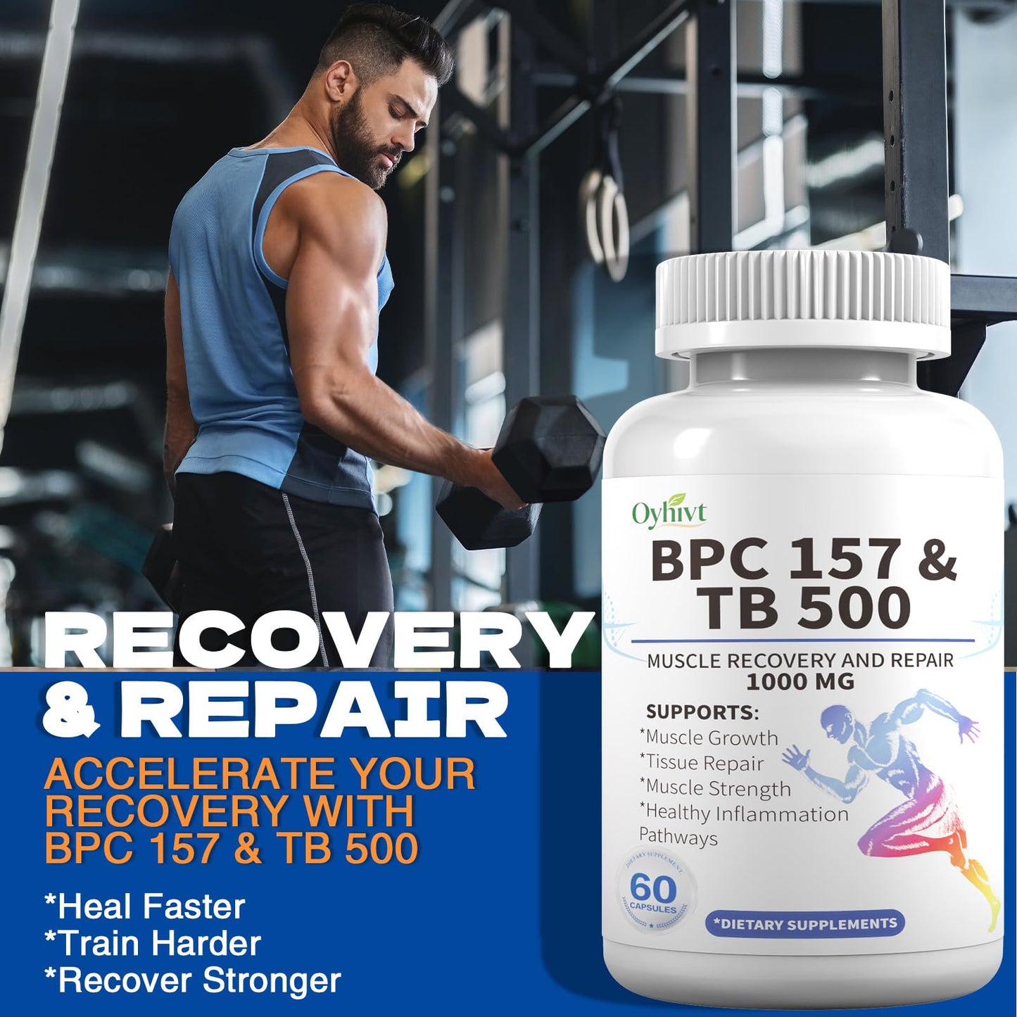BPC-157 and TB 500 Capsules, supports muscle growth, tissue repair, strength,BPC-157 and TB 500for Muscle and Workout Recovery, 60-Capsule Bottle - Available at All In One Marketplace Canada