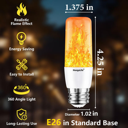 HoogaLife Flame Light Bulbs, Warm Flickering Light Bulbs Effect of Real Fire, E26 Flame Light Bulb for Christmas, Halloween, Party Patio Porch Home Holiday Indoor & Outdoor Decorations-2 Pack 🍁 All In One Marketplace Canada
