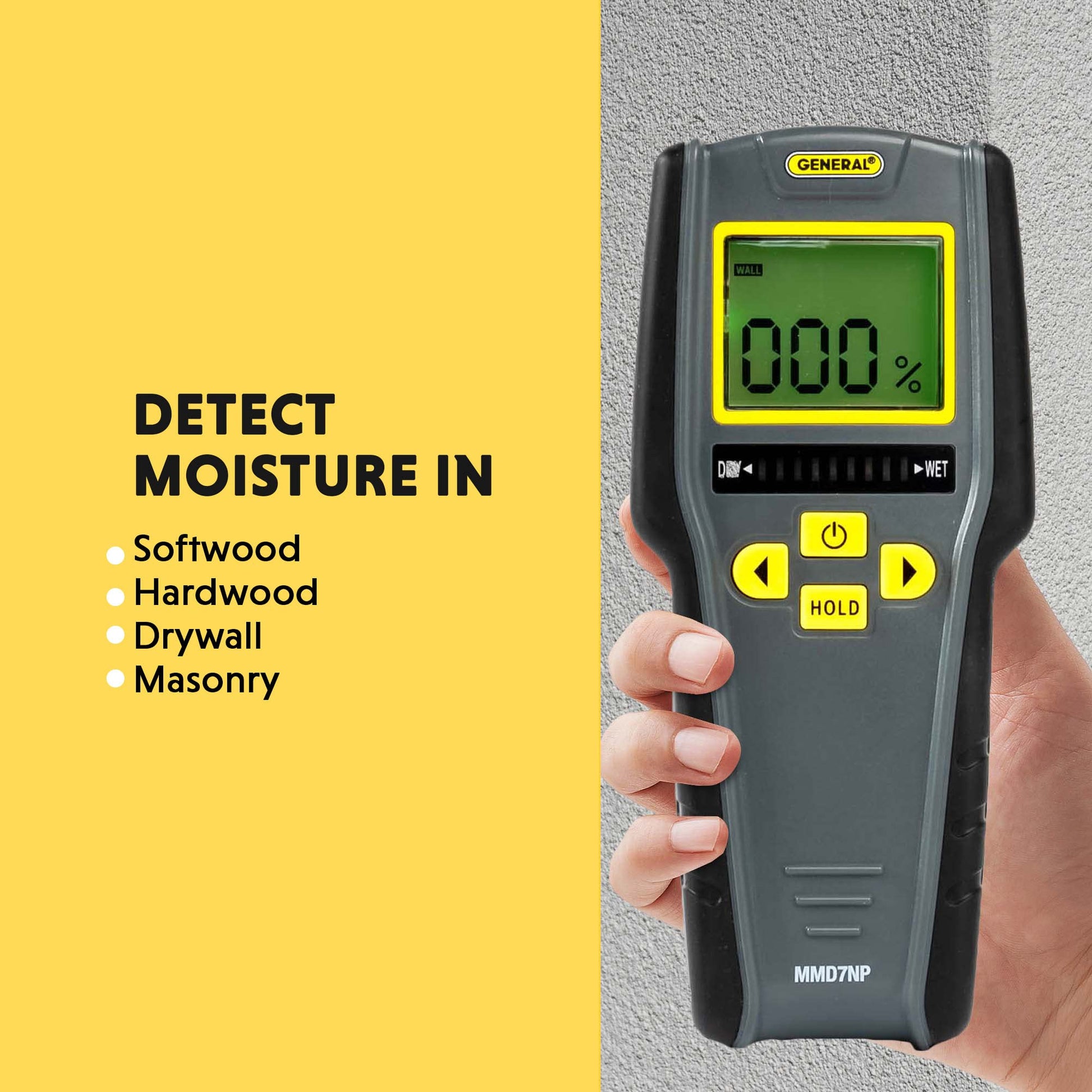 General Tools MMD7NP Moisture Meter, Pinless, Digital LCD with Tricolor Bar Graph General Tools