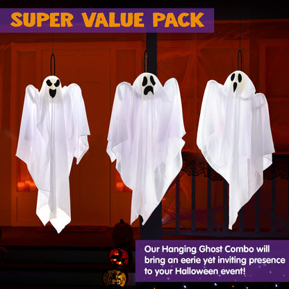 JOYIN 3 PCS Halloween Party Decorations 27.5" Hanging Ghosts, Cute Flying Ghosts for Front Yard Patio Lawn Garden Party Décor and Holiday Decorations 🍁 All In One Marketplace Canada