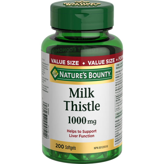 NATURE'S BOUNTY Milk Thistle, 1000 mg, Helps Support Liver Function, 200 Softgels, 229 g