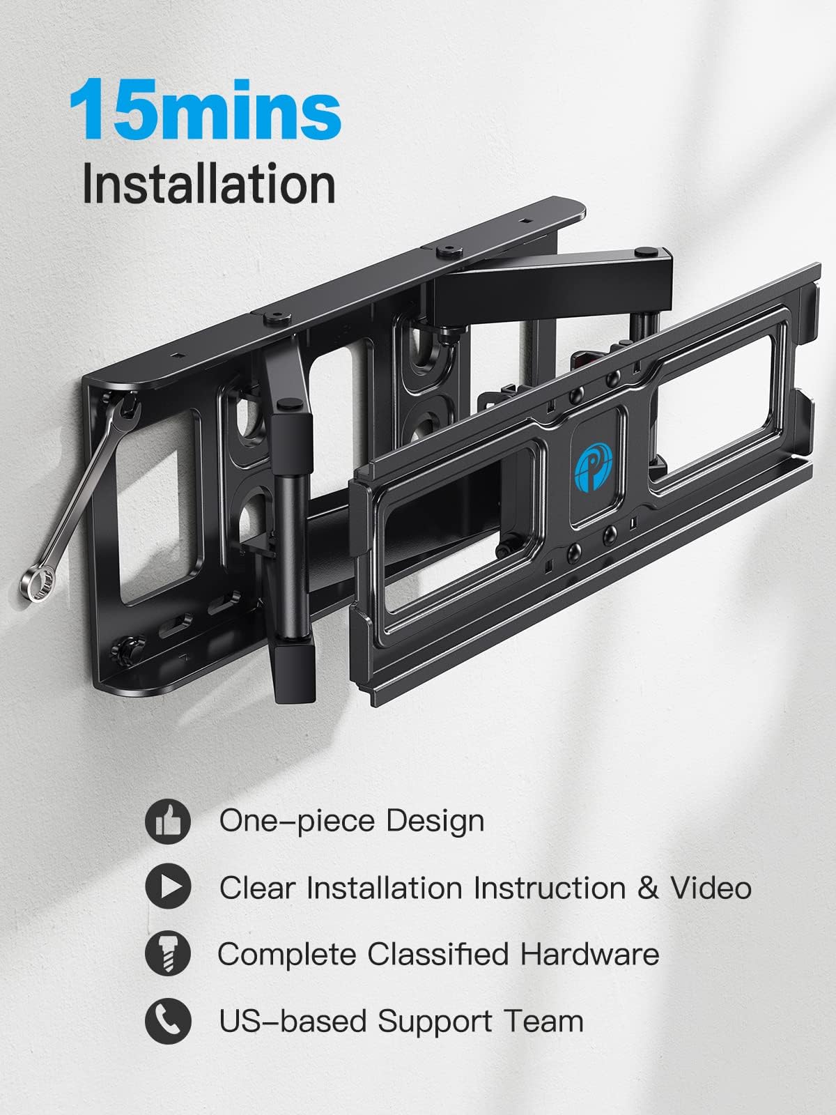 Pipishell Full Motion TV Wall Mount for 26-74 inch TVs, up to 99lbs Max VESA 400x400mm, Wall Mount TV Bracket with Articulating Swivel Extension Tilting Leveling for LED LCD OLED 4K Flat Curved Screen