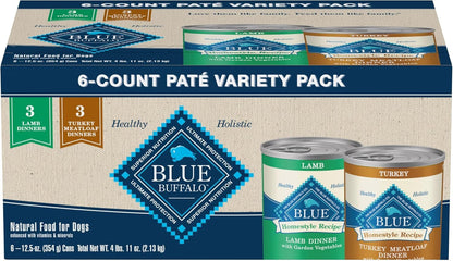 Blue Buffalo Homestyle Recipe Turkey & Lamb Dog Wet Food Variety Pack 12.5oz x 6 Cans 🍁 All In One Marketplace Canada