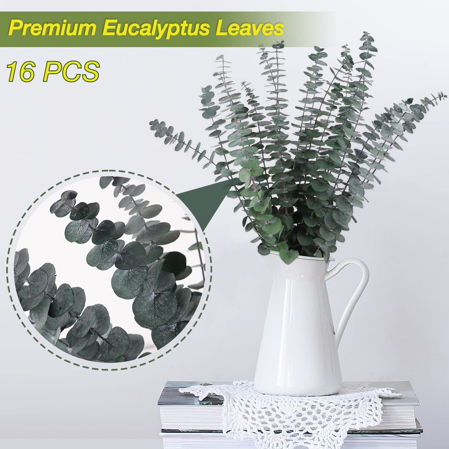16Pcs-Preserved-Dried-Eucalyptus-Branches,17" Pure Natural Fresh Eucalyptus Plant for Shower, Real Eucalyptus Bunch for Vase Filler, Present for Mother, Dried Flowers Arrangement, Floral Home Decor - Available at All In One Marketplace Canada