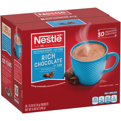 Nestle No-Sugar-Added Hot Cocoa Mix - 30 Individual Envelopes (8.46 oz Total)