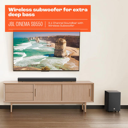 JBL Cinema SB550-3.1 Channel Soundbar with Wireless Subwoofer and Dolby Audio, 250W, HDMI ARC and Wireless Bluetooth Streaming 🍁 All In One Marketplace Canada
