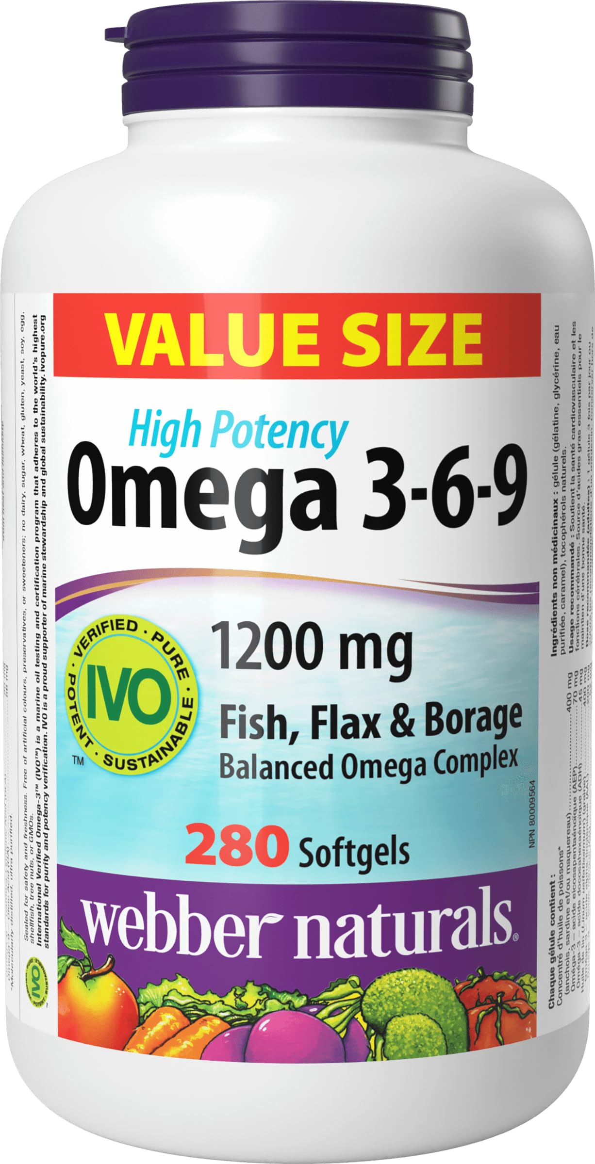 Webber Naturals Omega 3-6-9 1,200 mg Fish Oil, 280 Softgels, Supports Cardiovascular Health and Brain Function - Available at All In One Marketplace Canada