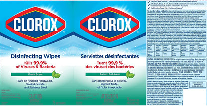 Clorox Disinfecting Wipes, Fresh Scent, 75 Count, Multi-Pack of 6 Canisters