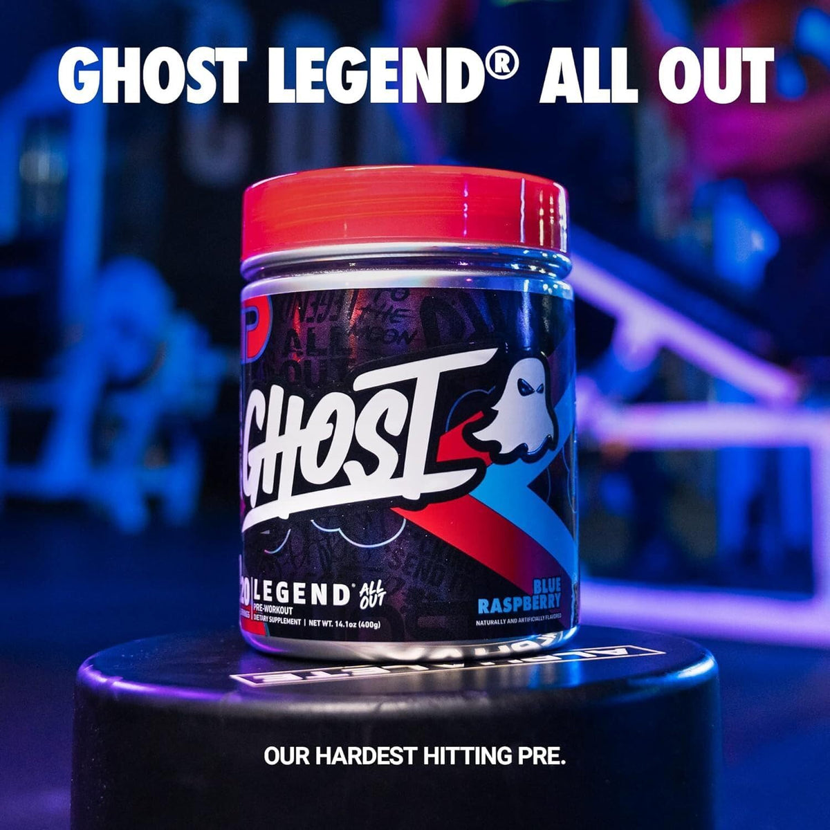 Ghost Legend All Out Pre Workout Powder | Increased Energy, Pumps, Focus | L-Citrulline, Beta Alanine, Beta Alanine Blend | Vegan, Gluten Free, Sugar Free | 40 Servings, 400g (Blue Raspberry)