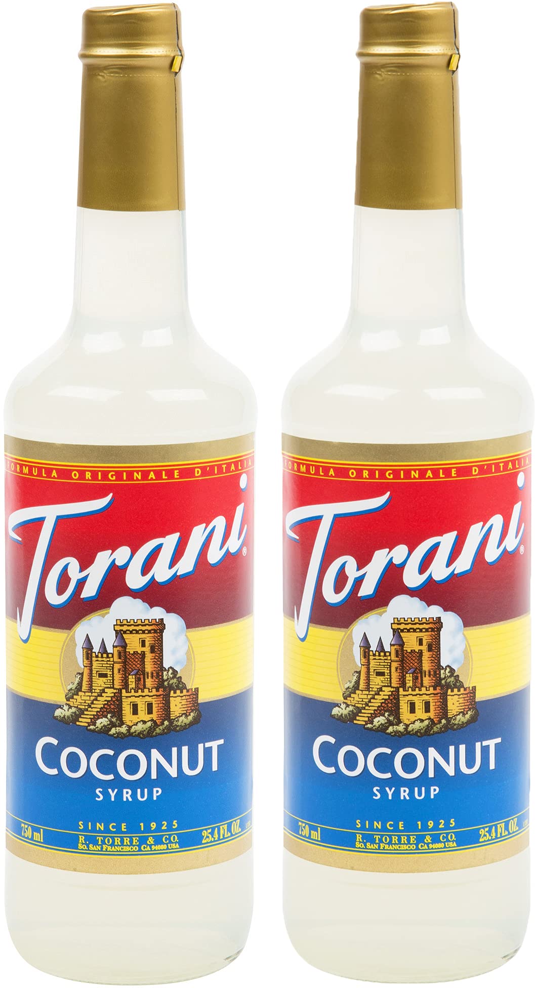 Torani Coconut Syrup, 750ml – 2-Bottle Set