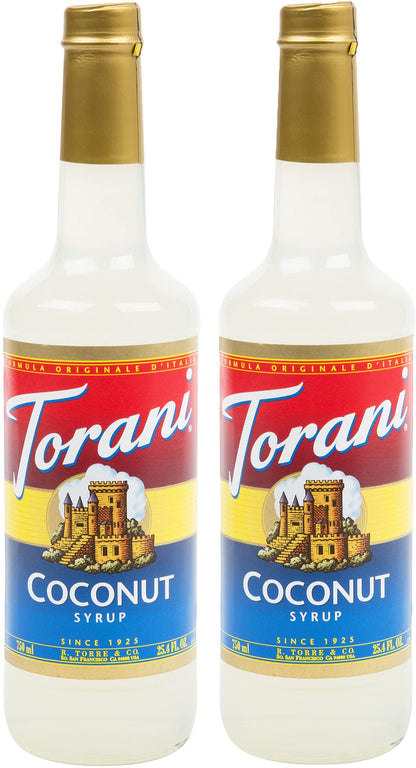 Torani Coconut Syrup, 750ml – 2-Bottle Set
