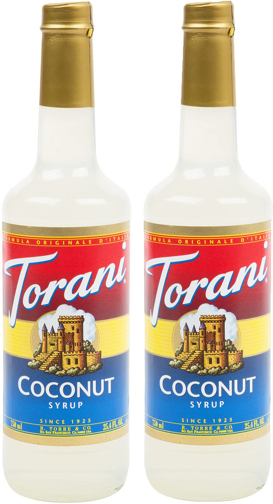 Torani Coconut Syrup, 750ml – 2-Bottle Set
