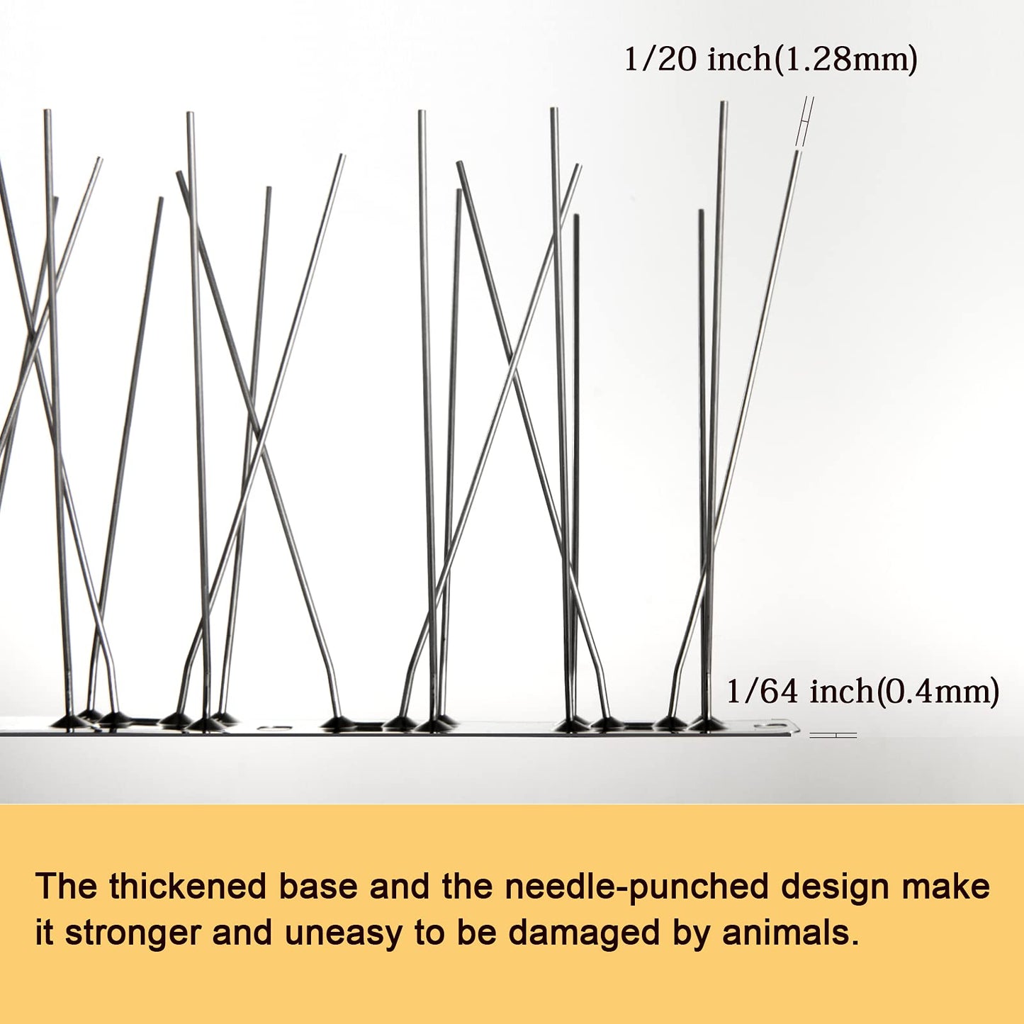 OFFO Bird Spikes with Stainless Steel Base, Durable Bird Repellent Spikes Arrow Pigeon Spikes Fence Kit for Deterring Small Bird, Crows and Woodpeckers, Covers 3.4 Feet(1.04m)