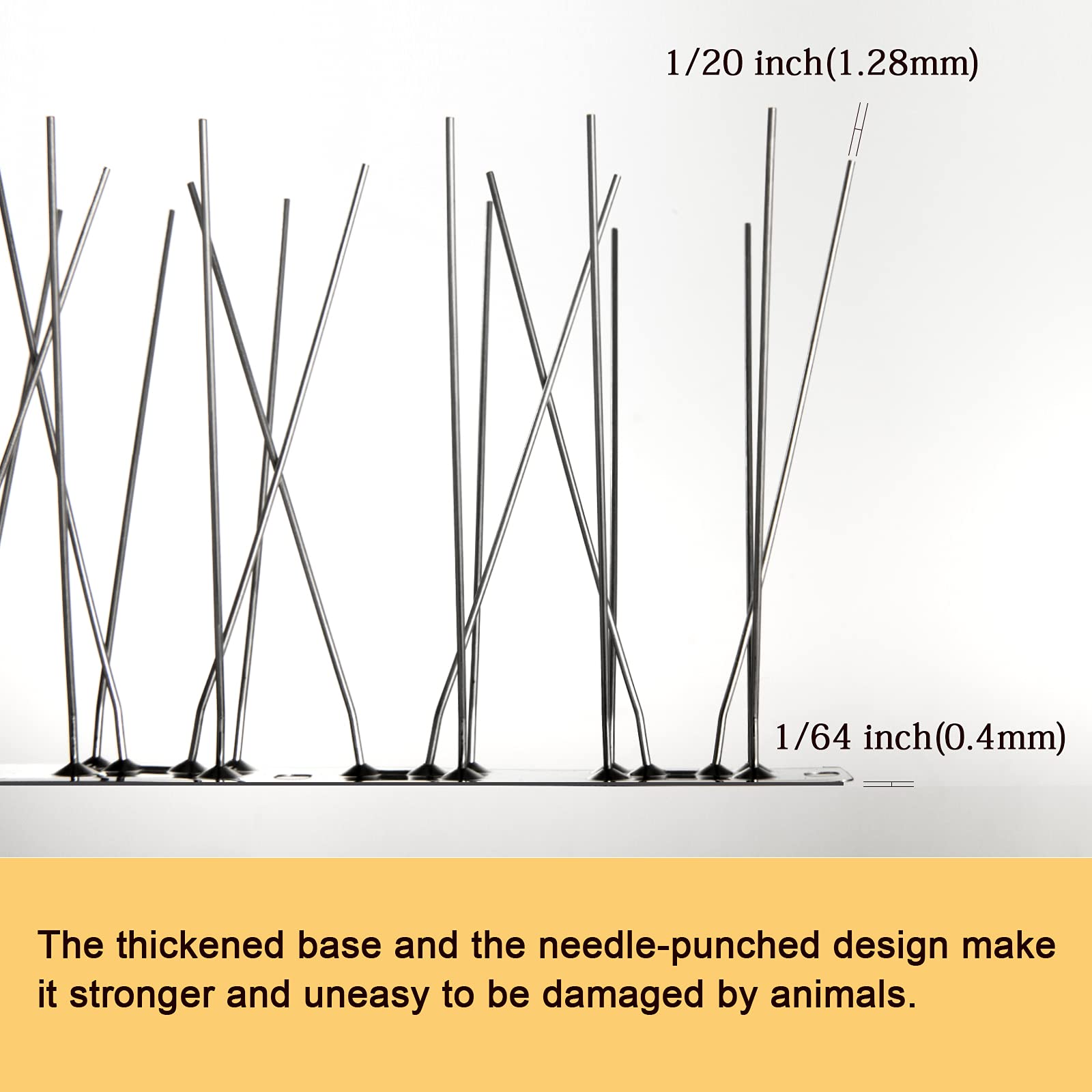 OFFO Bird Spikes with Stainless Steel Base, Durable Bird Repellent Spikes Arrow Pigeon Spikes Fence Kit for Deterring Small Bird, Crows and Woodpeckers, Covers 3.4 Feet(1.04m)