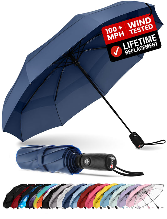 Repel Windproof Travel Umbrella - Compact & Withstands Winds up to 100MPH, Strongest Premium Auto Folding Umbrella for Rain and Sun - Durable, Light & Portable for Women & Men, Fits Backpack & Cars