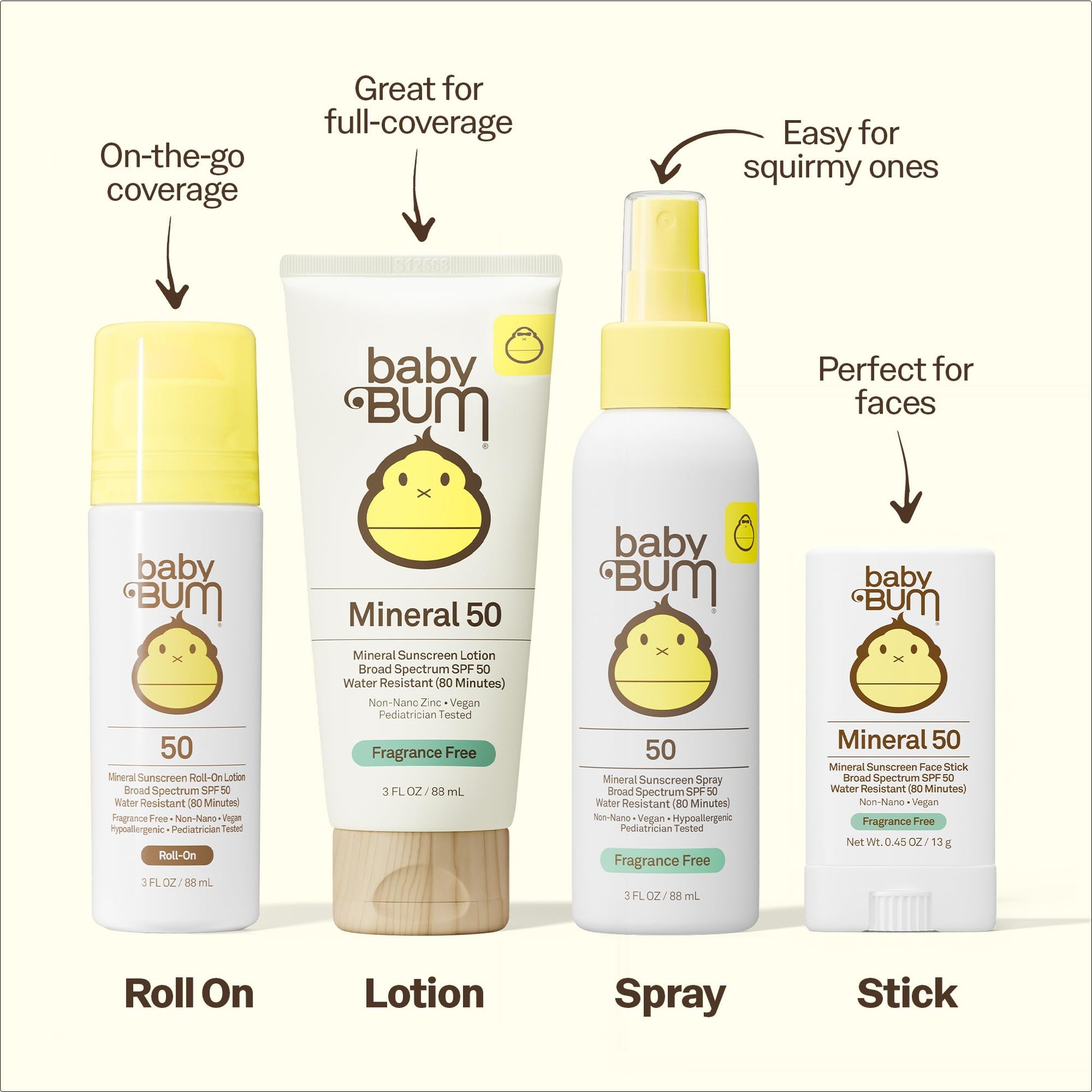 Sun Bum Baby Bum Spf 50 Sunscreen Lotion | Mineral Uva/uvb Face and Body Protection for Sensitive Skin | Fragrance Free | Travel size | 3 Fl Oz, 3 ounces