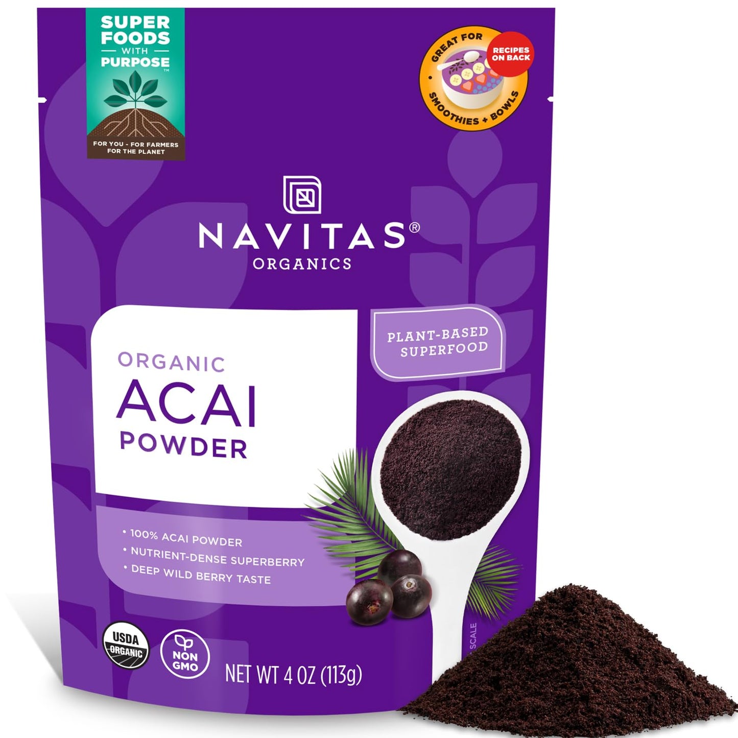 NAVITAS NATURALS Organic Acai Powder, 4-Ounce Pouches Navitas Organics