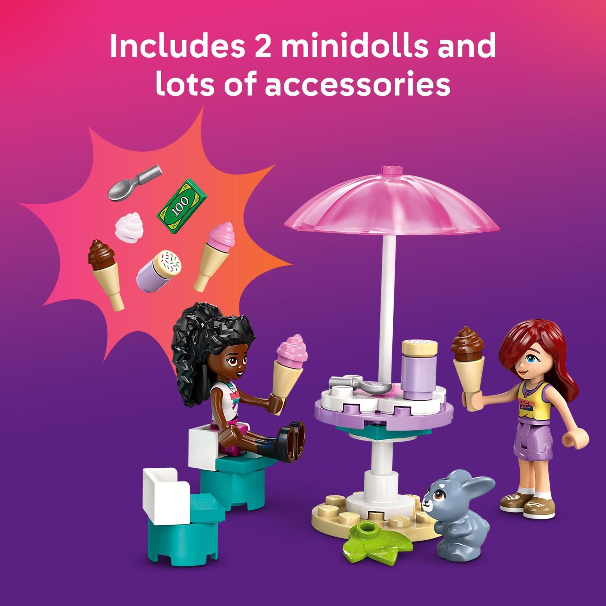 LEGO Friends Heartlake City Ice Cream Truck Toy - Building Toy Pretend Play Set for Kids, Girls and Boys, Ages 4+ - Preschool Building Blocks with 2 Minidolls and Rabbit Figure - 42644 - Available at All In One Marketplace Canada