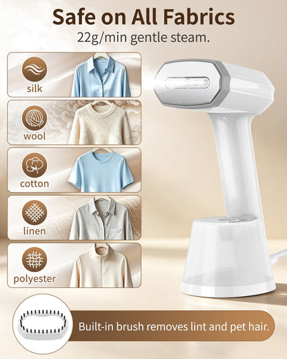 ELORTI Steamer Clothes, 1500W Fast Heating Handheld Portable Travel Steamer