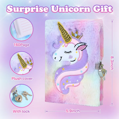 64pcs Unicorn Gifts Toys for Girls Kids Toys Party Favors 5 6 7 8 9 10+ Years Old Halloween Thanksgiving Christmas Birthday Gifts Box Star Pillow Stuffed Diary with Lock Headband Water Bottle Sticker 🍁 All In One Marketplace Canada