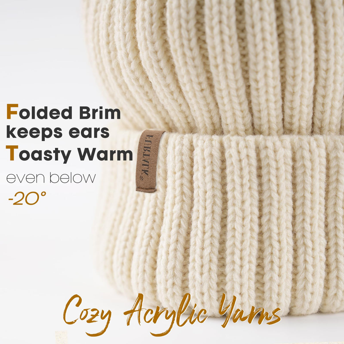 FURTALK Womens Winter Knitted Beanie Hat with Faux Fur Pom Warm Knit Skull Cap Beanie for Women Beige 🍁 All In One Marketplace Canada