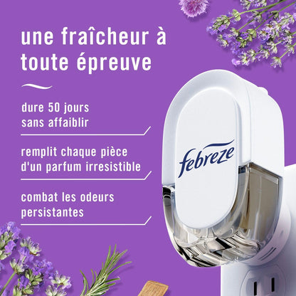 Febreze Plug In Air Freshener, Odor-Fighting Scented Oil Refill for Home and Bathroom and Kitchen, Long Lasting for Strong Odors, Twlight Lavender and Downy April Fresh Scents, 4 Refills - Available at All In One Marketplace Canada